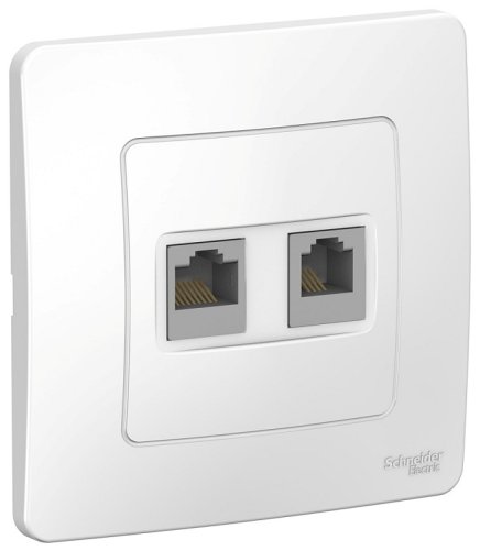 Розетка телефон+компьютер с рамкой Systeme Electric Blanca 2-м. RJ11+RJ45 5е белый картинка